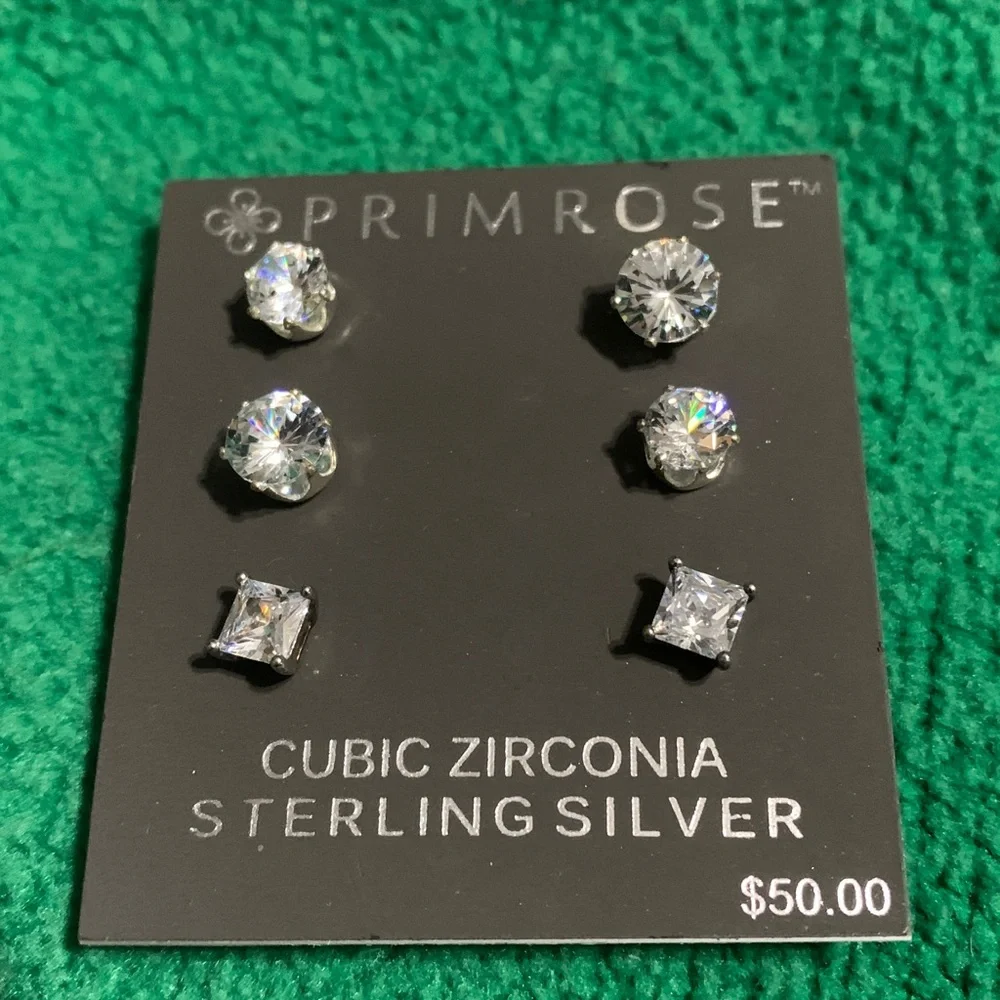 Primrose Sterling Silver Cubic Zirconia Earrings - Silver - Picture 2 of 4